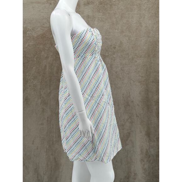 Lilly Pulitzer Dress Womens 2 White Rainbow Polka Dot Strapless Seersucker Beach - Picture 3 of 12